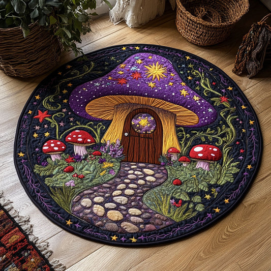 Magical Mushroom House WY1107020CL Quilted Round Mat