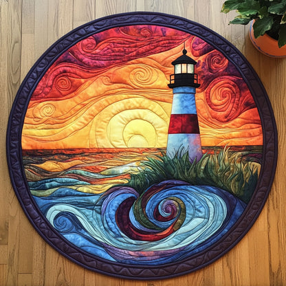 Twilight Lighthouse CW1605192CL Quilted Round Mat
