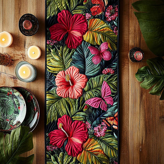 Hibiscus Forest CW1606028CL Quilted Table Runner