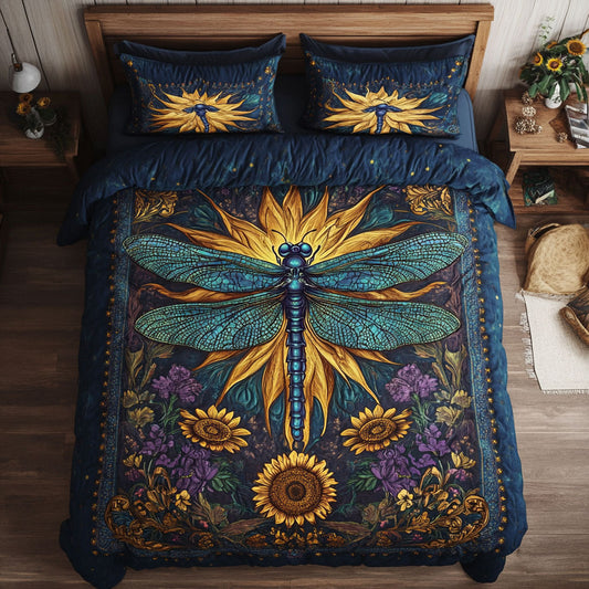 Dragonfly In Sunflower WY0602012CL Duvet Cover Set