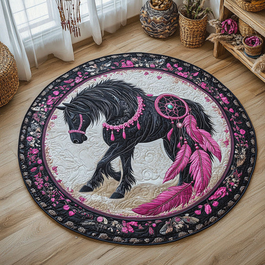 Dreamcatcher Mustang WY0306008CL Quilted Round Mat