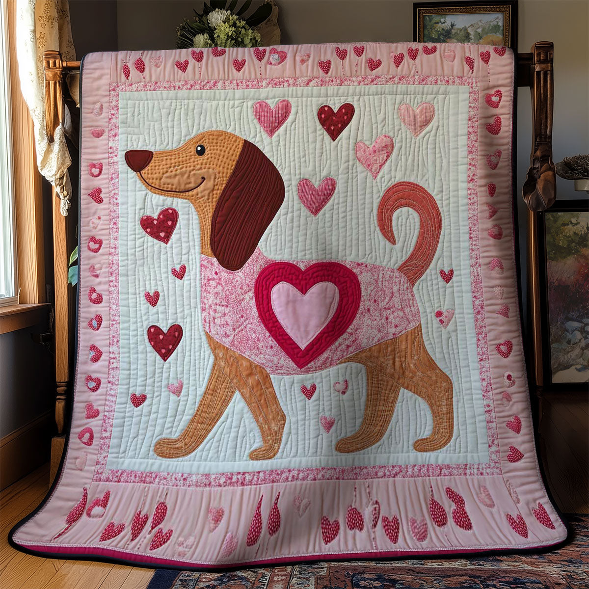 Dachshund Hearts WN3112007CL Quilt