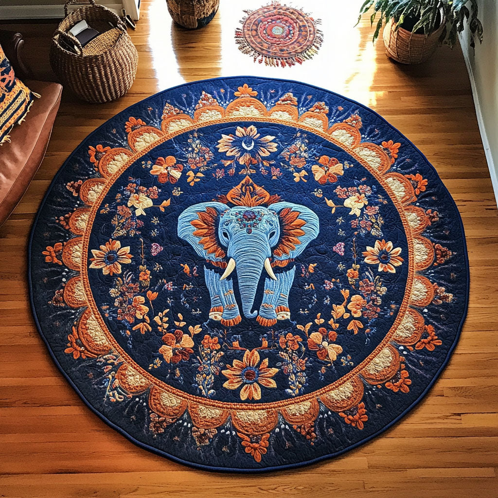 Sapphire Spirit Elephant WY0107009CL Quilted Round Mat