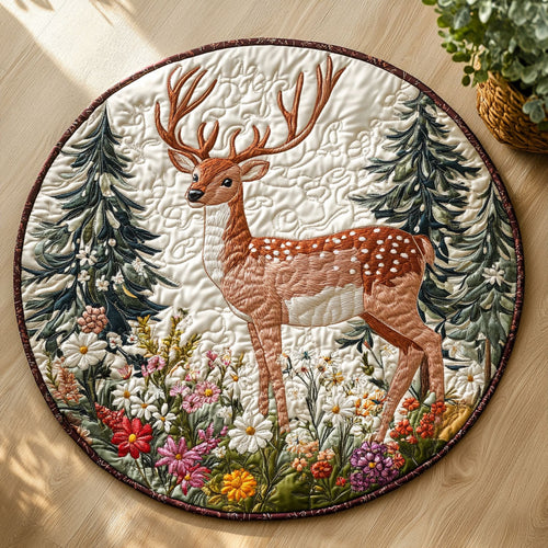 Floral Forest Deer CW0807020CL Quilted Round Mat