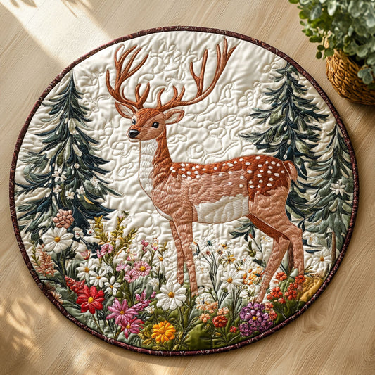 Floral Forest Deer CW0807020CL Quilted Round Mat