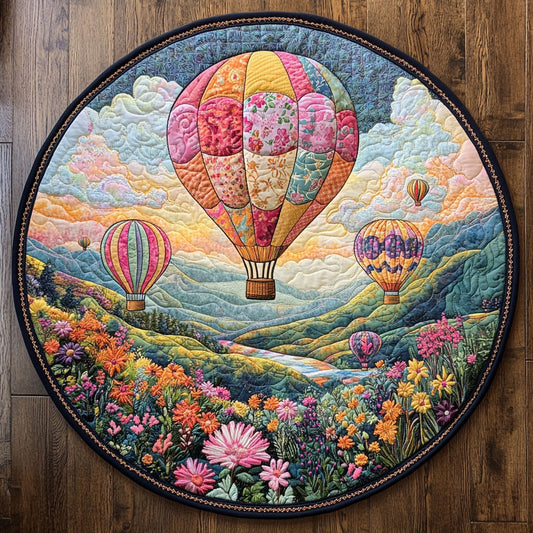 Blooming Patchwork Balloon CW2107002CL Quilted Round Mat