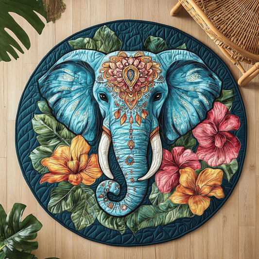 Elephant Flower WX1005015CL Quilted Round Mat