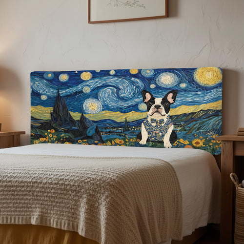 Starry French Bulldog XR1212021CL Quilted Headboard Slipcover