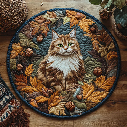 Cat In Autumn Forest WY2904051CL Quilted Round Mat