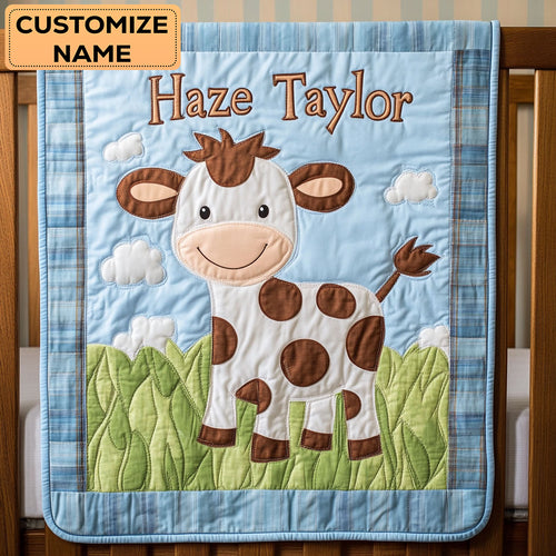 Cow Cloud Hug WN2807032CL Personalized Baby Quilt