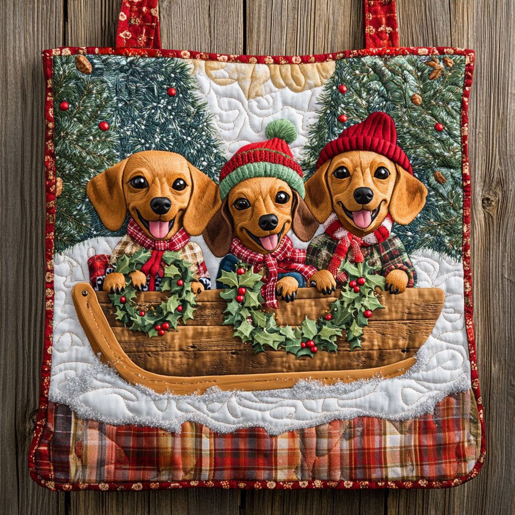 Happy Trails Dachshund WN1211054CL Quilted Tote Bag