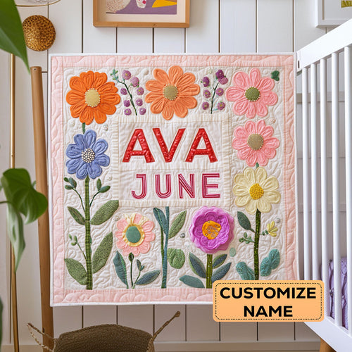 Little Flower WY3007024CL Personalized Baby Quilt