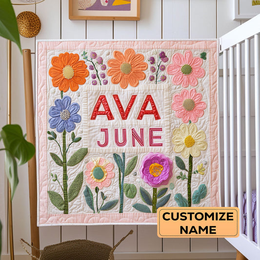 Little Flower WY3007024CL Personalized Baby Quilt
