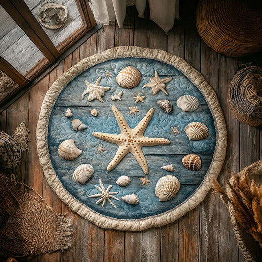Vinatge Starfish WY1906064CL Quilted Round Mat