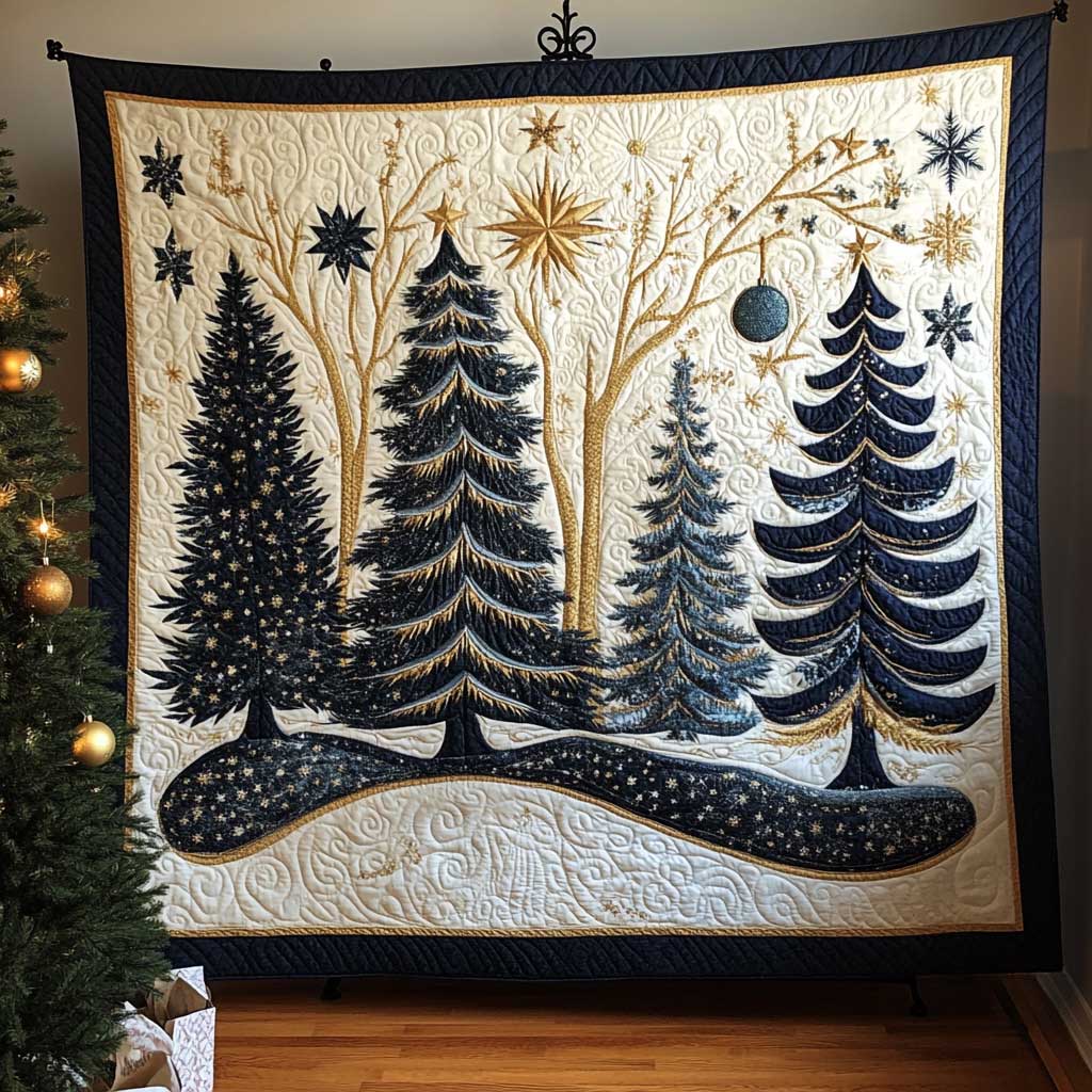 Golden Christmas Forest WP2911002CL Quilt