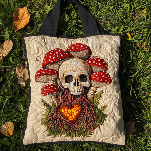 Crimson Bloom Skull WN2810018CL Quilted Tote Bag
