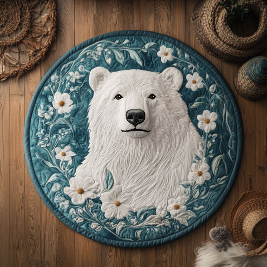 Floral Polar Bear WY0206023CL Quilted Round Mat
