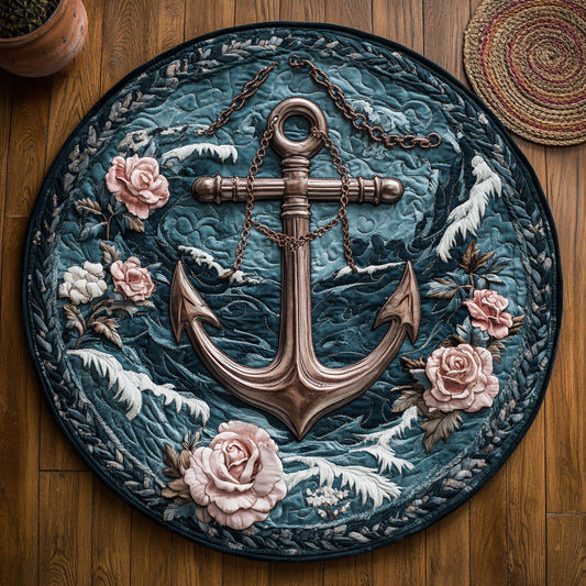 Floral Wave Anchor WY1106015CL Quilted Round Mat