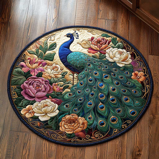 Impressive Peacock CQ1705044CL Quilted Round Mat