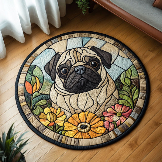 Lovely Pug WX2805026CL Quilted Round Mat