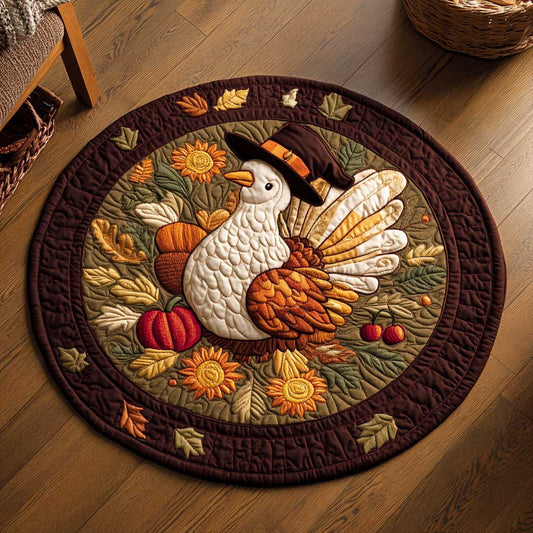 Pumpkin Turkey WN1903040CL Quilted Round Mat