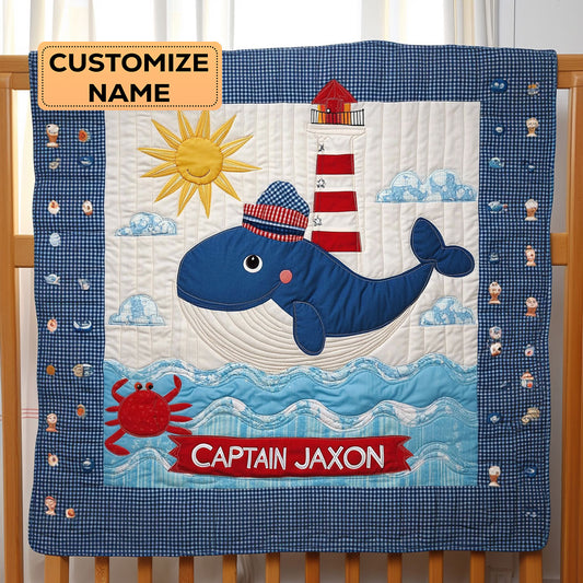 Captain Whale WJ2407007CL Personalized Baby Quilt