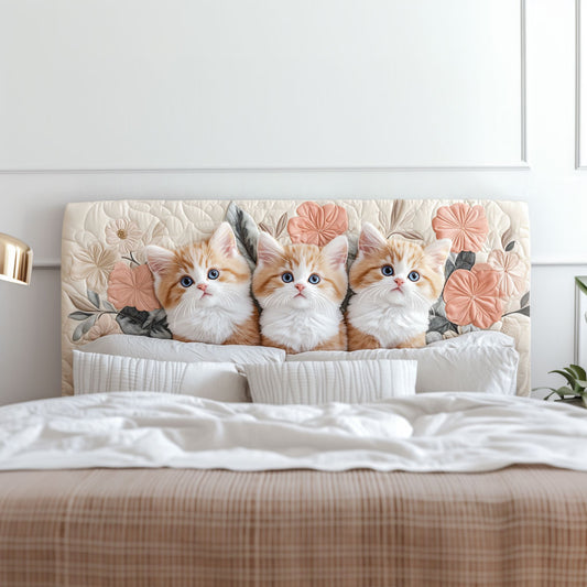 Pastel Cats Paradise KL2512014CL Quilted Headboard Slipcover