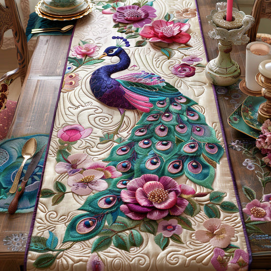 Floral Peacock CW1107022CL Quilted Table Runner