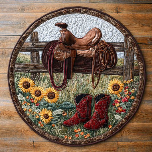 Rodeo Boots And Saddle WY2008100CL Quilted Round Mat