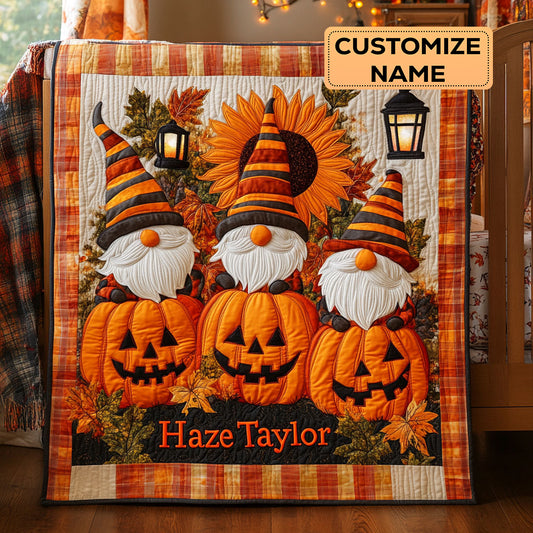 Pumpkin Gnome WN2907081CL Personalized Baby Quilt
