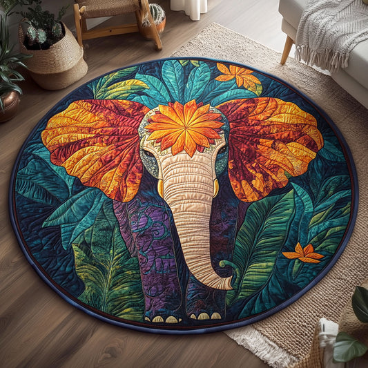 Elephant Forest WX1005016CL Quilted Round Mat