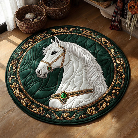 Green Gold Horse WY0505047CL Quilted Round Mat