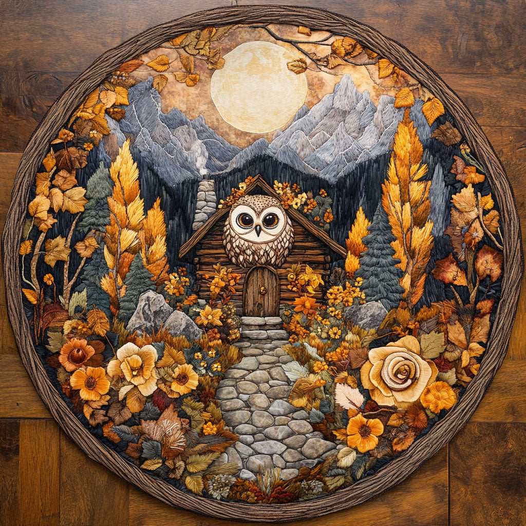Owl Cottage Escape WN2705055CL Quilted Round Mat