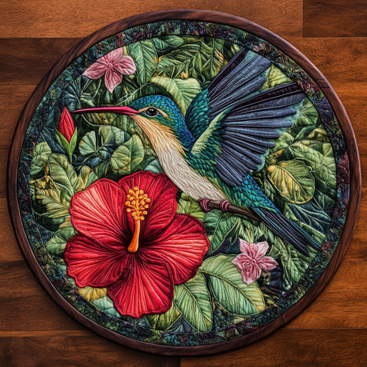 Red Hibiscus CQ2905042CL Quilted Round Mat
