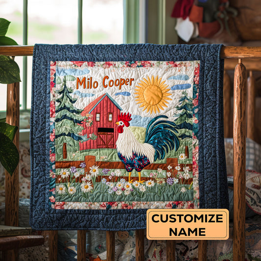 Sunny Rooster Farm WY3107021CL Personalized Baby Quilt
