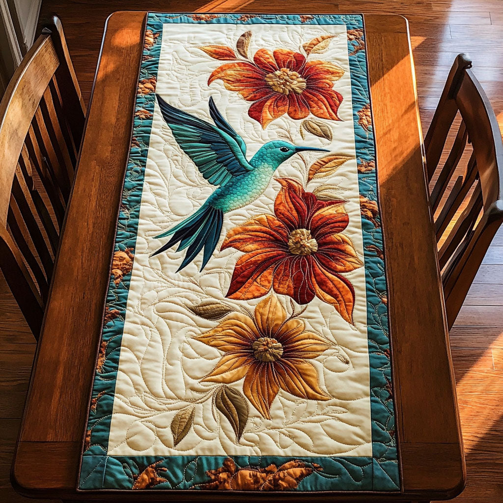 Floral Hummingbird WX0606020CL Quilted Table Runner