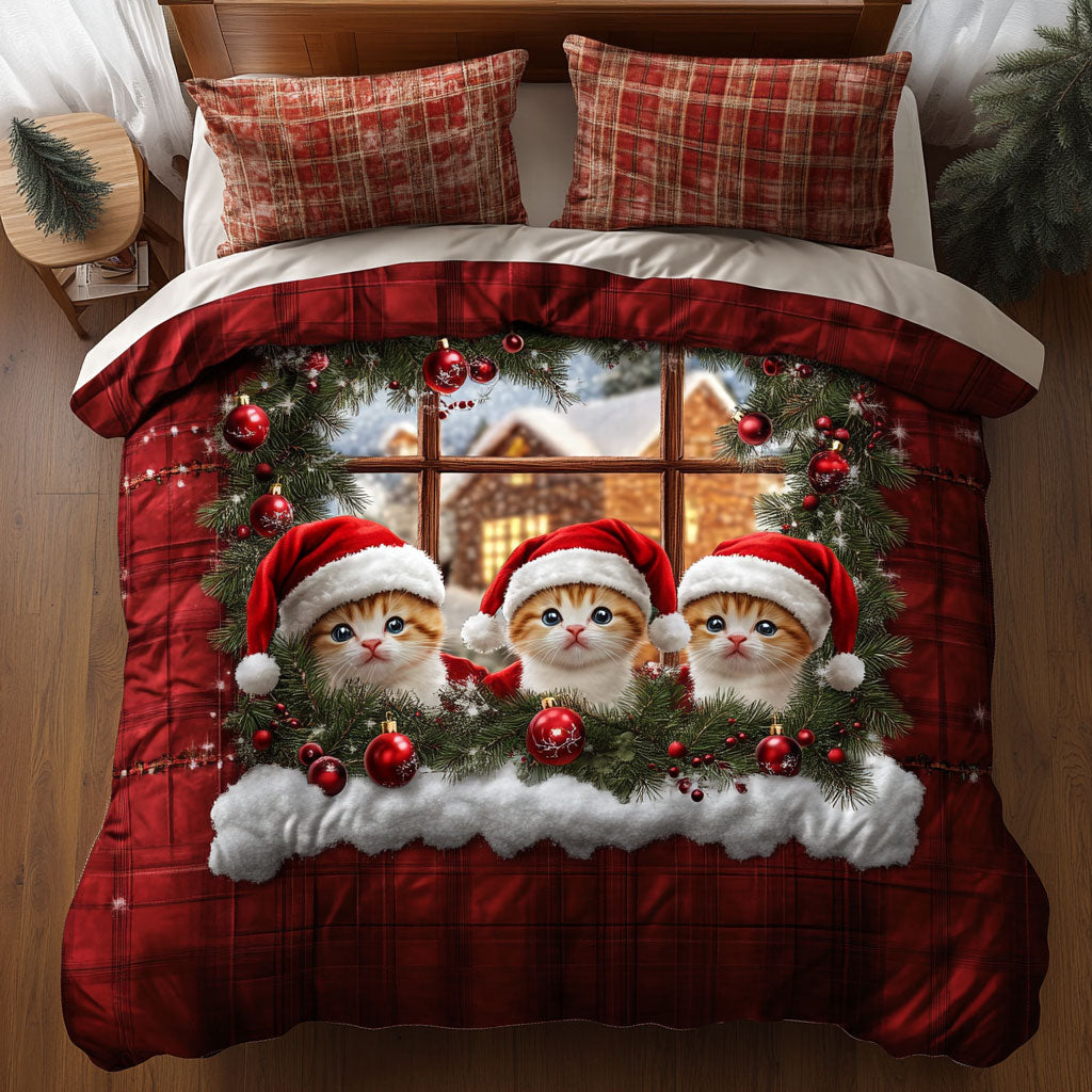 Merry Plaid Cat WN1411102CL Duvet Cover Set