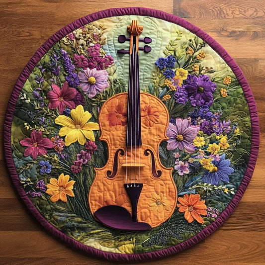 Floral Violin CW1606024CL Quilted Round Mat