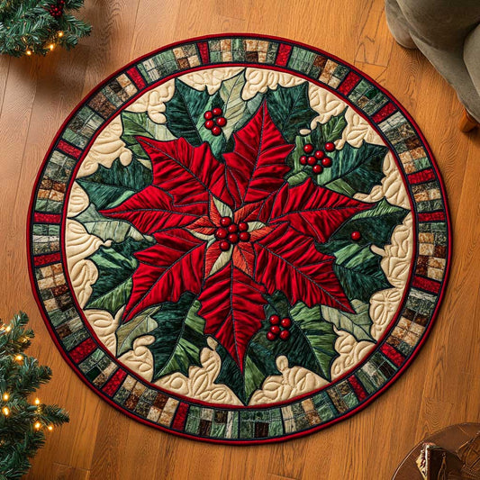 Radiant Poinsettia WN2904045CL Quilted Round Mat