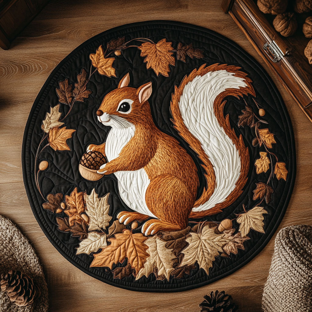 Autumn Squirrel CW2907004CL Quilted Round Mat