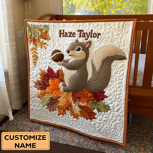 Squirrel And Leaves WN3007098CL Personalized Baby Quilt