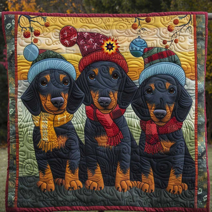 Three Cute Winter Dachshund WP2510029CL Quilt