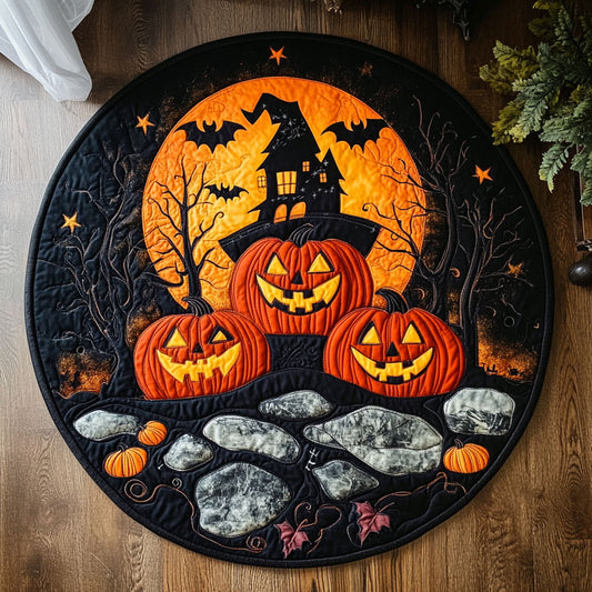 Pumpkin Curse Tower WN0608023CL Quilted Round Mat