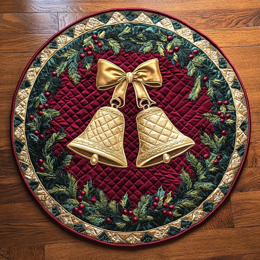 Evergreen Christmas Bells WN0309031CL Quilted Round Mat