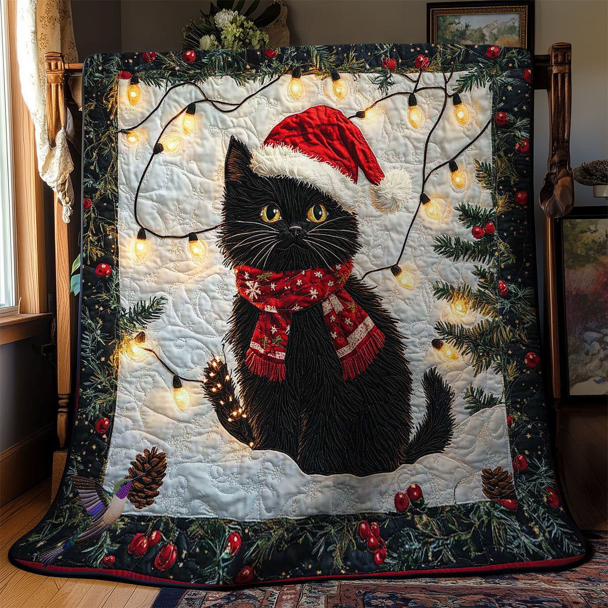 Santa Cat Cheer WN1812001CL Quilt