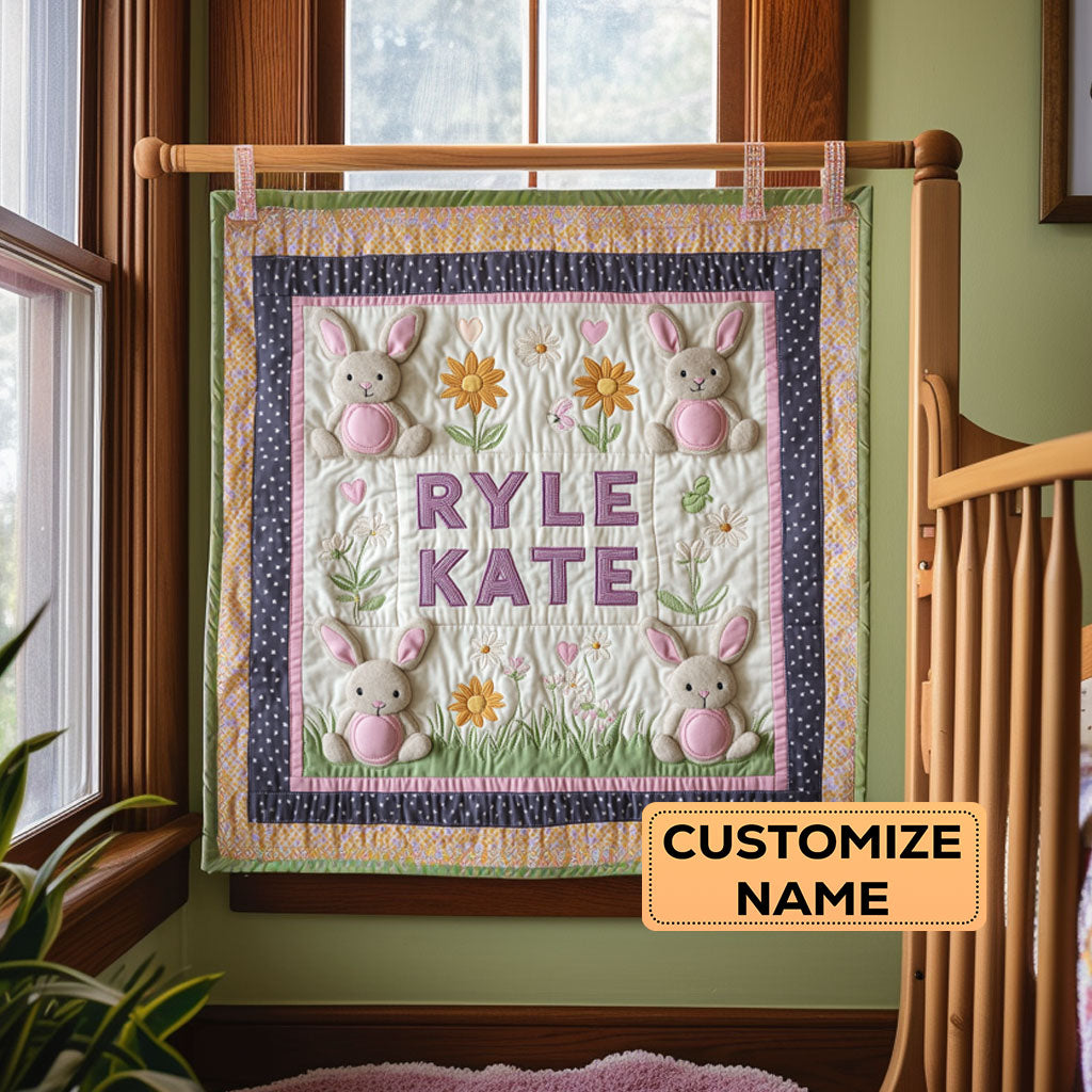Bunny Meadow WY2907025CL Personalized Baby Quilt
