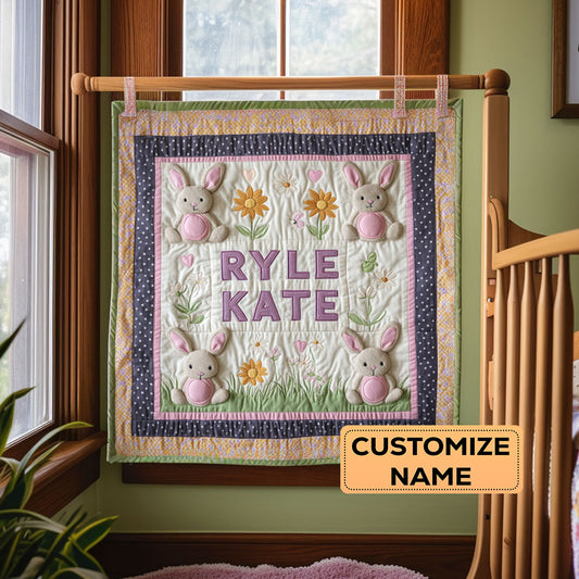 Bunny Meadow WY2907025CL Personalized Baby Quilt