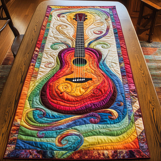 Boho Guitar Vibes WN1606031CL Quilted Table Runner