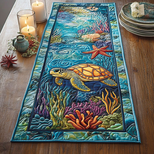 Sea Turtle CW2605477CL Quilted Table Runner