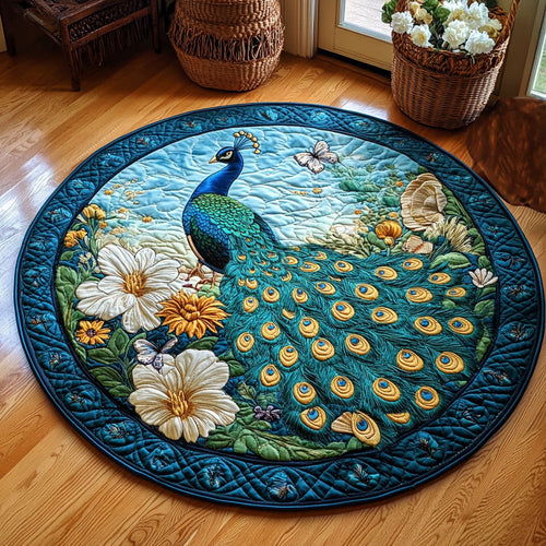 Majestic Peacock Garden WY1408054CL Quilted Round Mat